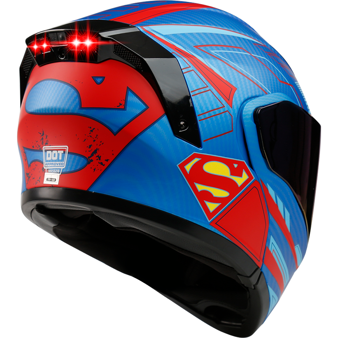 Casco Niño Casco Moto Abatilbe Dc Superman Superheroes Dot Con Luz